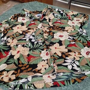 Vintage Cathy Daniels Plus Size 3x Hawaiian Floral Button Up Shirt Earthy Colors